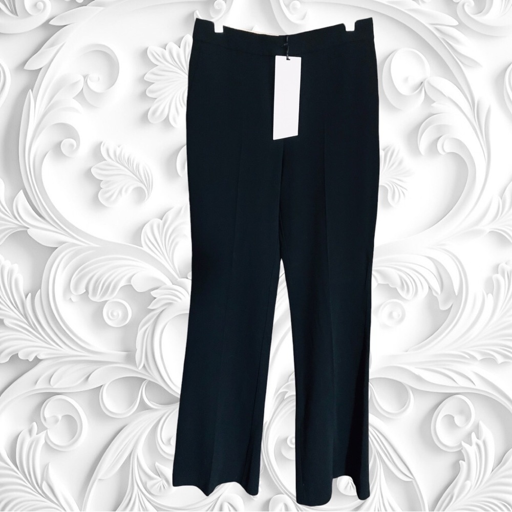 NWT! Mango MNG Back Slit Hems Flare Trousers In Black Size US 8 - Picture 8 of 12
